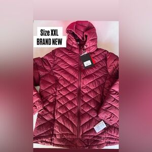 Maroon Quilted Hooded Jacket XXL